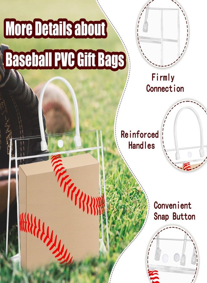 HYMENEX 24Pcs Baseball Gift Bags, Baseball Goodie Bags with Handles Clear PVC Sport Theme Party Favor Bag for Team Competition Birthday Treat Snack Gifts - Image 2