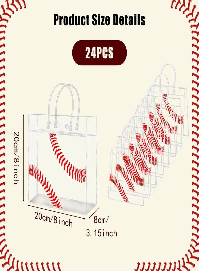HYMENEX 24Pcs Baseball Gift Bags, Baseball Goodie Bags with Handles Clear PVC Sport Theme Party Favor Bag for Team Competition Birthday Treat Snack Gifts - Image 3
