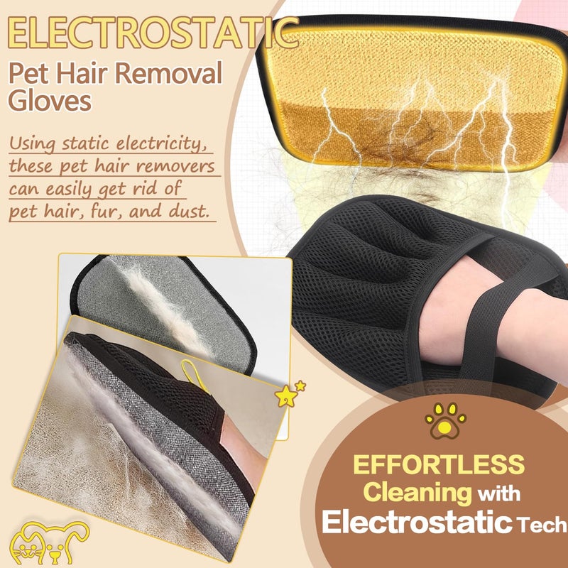bggmn Pet Hair Removal Glove, Electrostatic Five-Finger Design, Reusable Fur Remover for Cats, Dogs, Couch, Carpet, Car Seat (1PCS) - Image 3