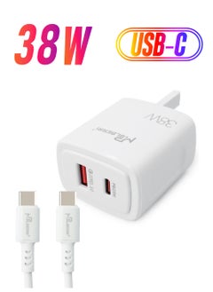 mpBLBERRI 38 Watt USB-A and USB-C PD Fast Charger With Type-C to Type-C Cable mpBLBERRI BLB-T103  - Image 1