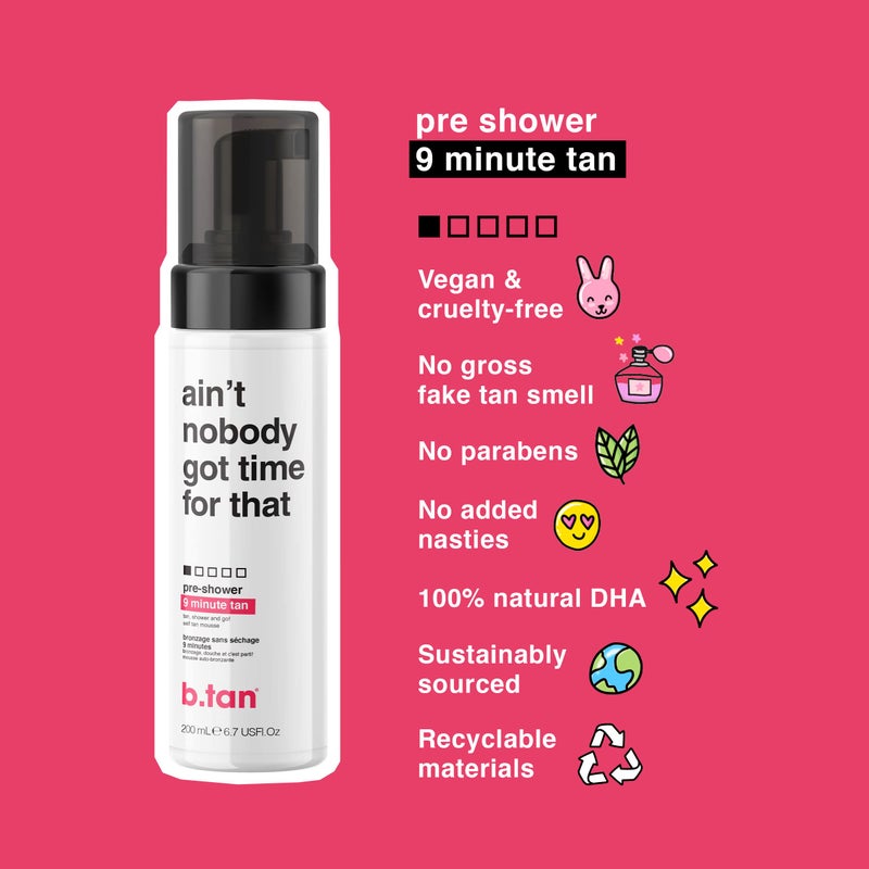 b tan b.tan Pre-Shower Self Tanner Mousse | Ain't Nobody Got Time for That - Fast, 9 Minute Express Sunless Tanning Foam, No Fake Tan Smell, No Added Nasties, Vegan, Cruelty Free, 6.7 Fl Oz - Image 3
