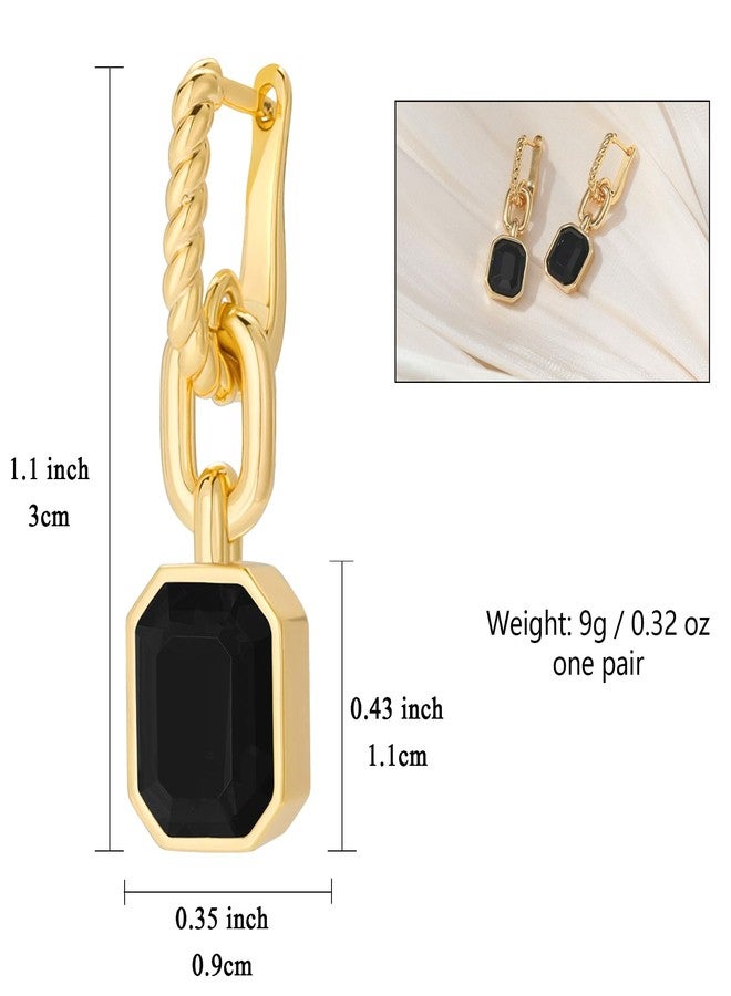 Lourny Birthstone Crystal Dangle Drop Earrings, 18K Gold Plated Huggie Hoop Hypoallergenic Earring Jewelry Gifts for Women, Brass, No Gemstone - Image 5
