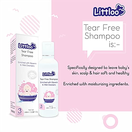 Littloo Tear Free Shampoo-Gentle, Ultra Hydrating No Tear Formula for Babies, Toddlers & Kids Enriched with Glycerine & Mild Cleansers | Nourishes & Moisturizes Hair - 100 ml (Pack of 1) - Image 2