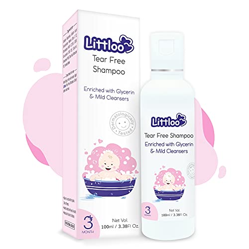 Littloo Tear Free Shampoo-Gentle, Ultra Hydrating No Tear Formula for Babies, Toddlers & Kids Enriched with Glycerine & Mild Cleansers | Nourishes & Moisturizes Hair - 100 ml (Pack of 1) - Image 1