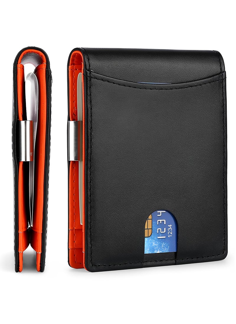 Skycare Skycare  Slim Wallets for Men - Leather Money Clip Mens Wallet - RFID Blocking Front Pocket Bifold Wallet - Minimalist Credit Card Holder with Gift Box  - Image 1