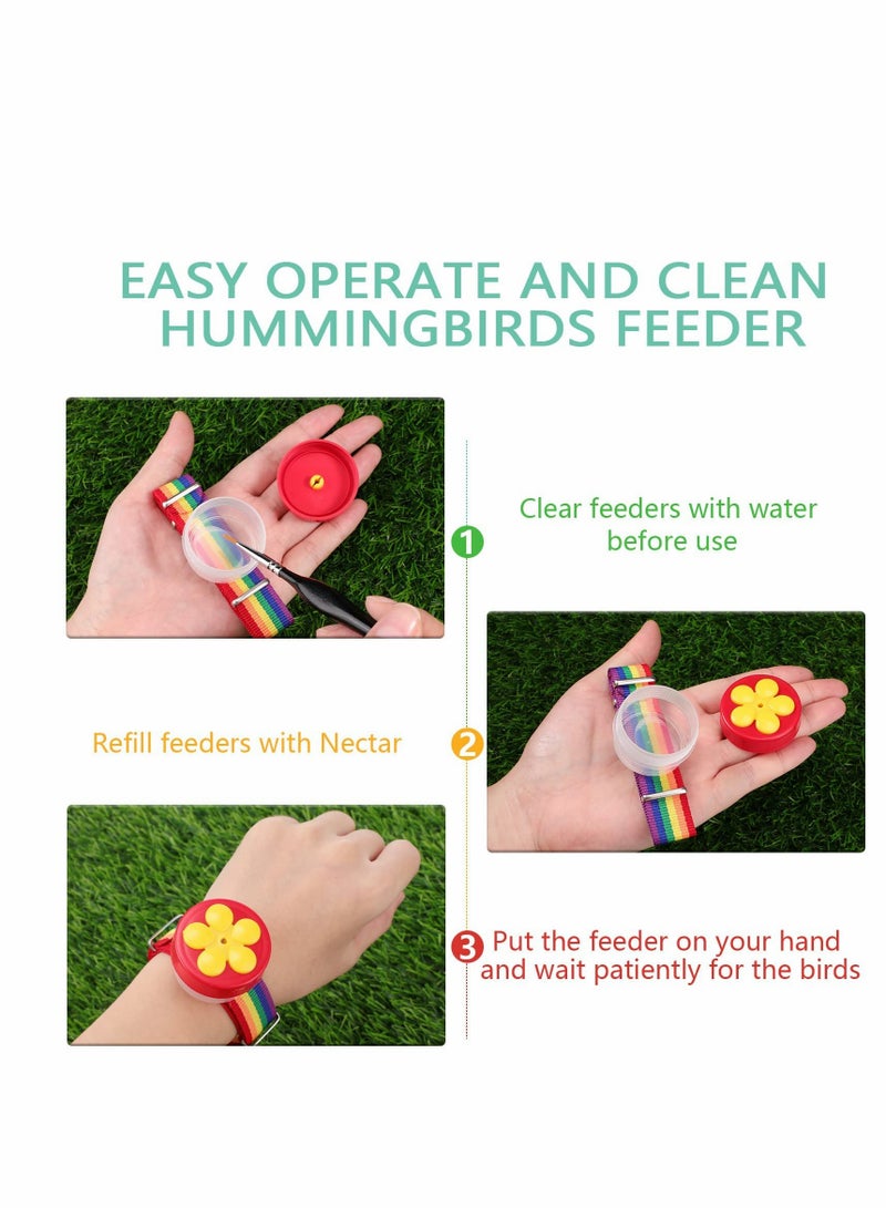 Excefore Hummingbird Ring Feeder Hummingbird Hand Feeder for Outdoors Flower Hand Held Hummingbird Feeding Tools Mini Hand Feeding Tools Backyard Nature, Red and Yellow 4 Pcs - Image 4