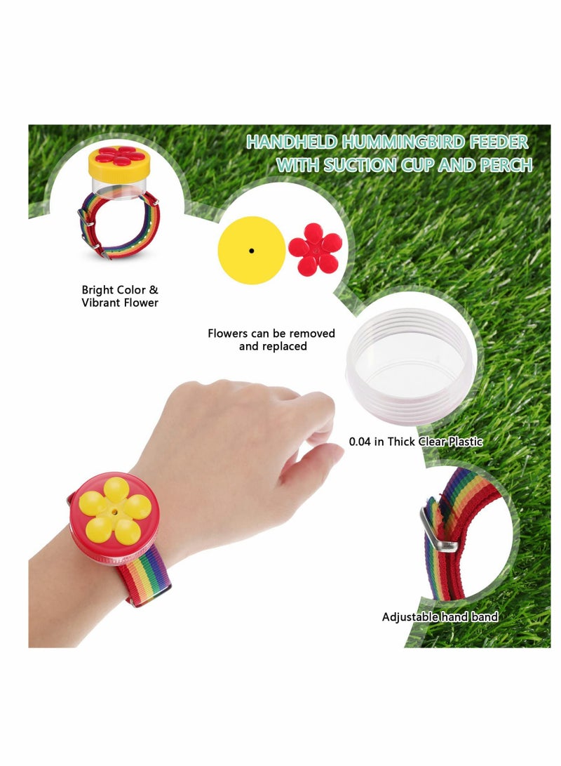 Excefore Hummingbird Ring Feeder Hummingbird Hand Feeder for Outdoors Flower Hand Held Hummingbird Feeding Tools Mini Hand Feeding Tools Backyard Nature, Red and Yellow 4 Pcs - Image 3