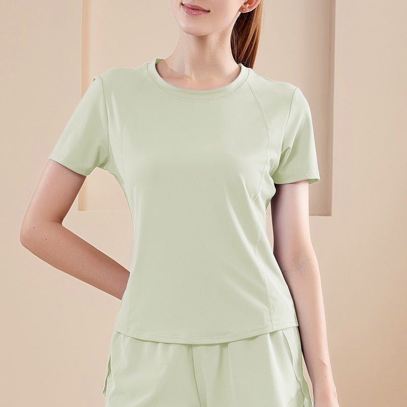 Quick-Dry Anti-Exposure Fitness Shorts Women green top - Image 1