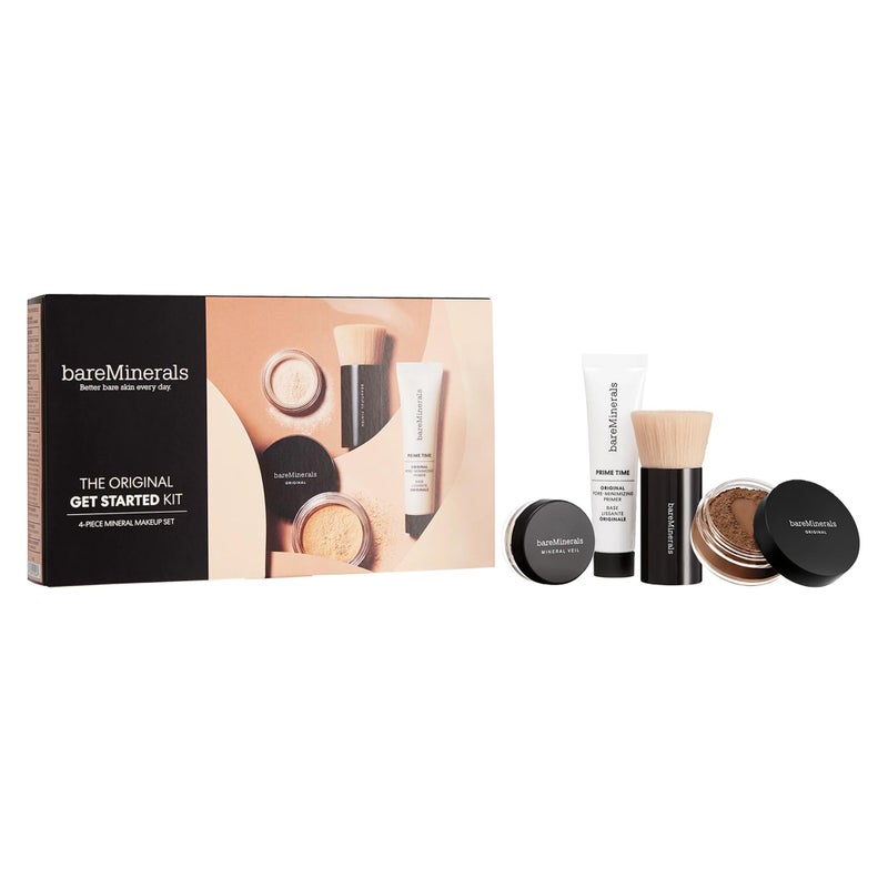 bareMinerals Original Get Started Kit, 4 Piece Mini Mineral Makeup Includes Original Loose Foundation, Face Primer, Setting Powder, Brush, Travel Sizes, Must-Have Kit, Vegan - Image 1