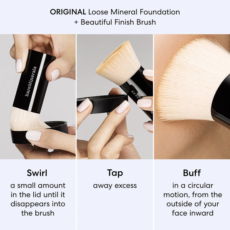 bareMinerals Original Get Started Kit, 4 Piece Mini Mineral Makeup Includes Original Loose Foundation, Face Primer, Setting Powder, Brush, Travel Sizes, Must-Have Kit, Vegan - Image 5