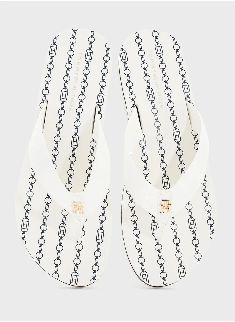 TOMMY HILFIGER Chain Print Thong Flip Flops