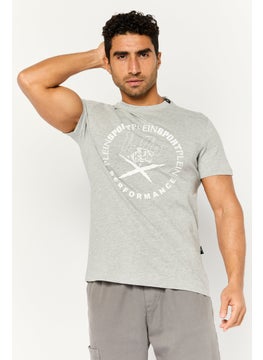 Plein Sport Men Sportswear Fit Short Sleeves Outdoor T-Shirt, Grey Heather  - Image 1