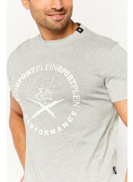 Plein Sport Men Sportswear Fit Short Sleeves Outdoor T-Shirt, Grey Heather  - Image 3