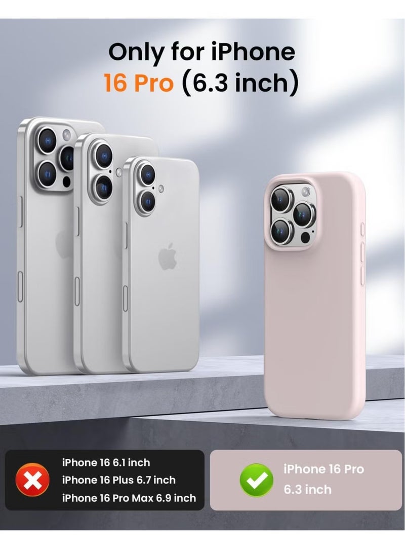 Premium Soft Liquid Silicone Case for iPhone 16 Pro – Silky and Soft Touch Full-Body Protective Bumper (Grey Pink) - Image 2