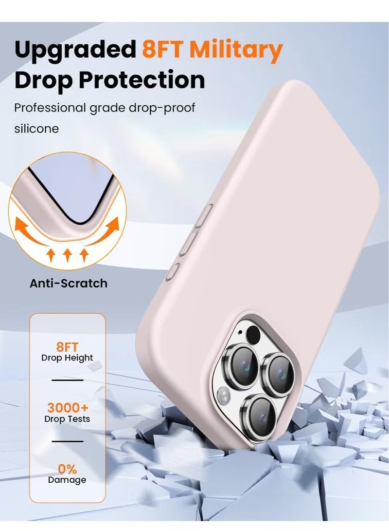 Premium Soft Liquid Silicone Case for iPhone 16 Pro – Silky and Soft Touch Full-Body Protective Bumper (Grey Pink) - Image 5
