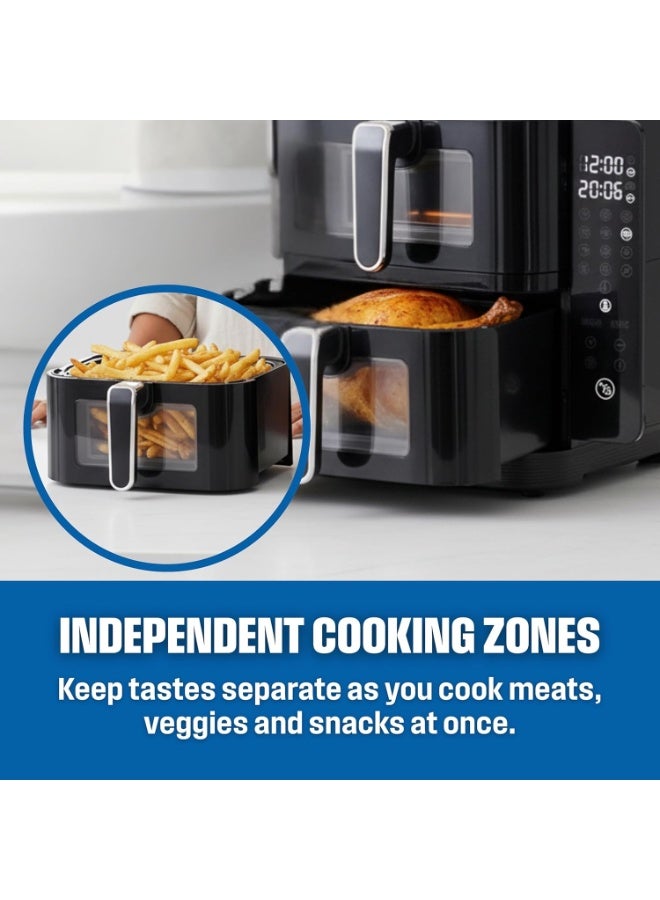 SILVER CREST Modern 18 Liter Air Fryer with Powerful 3800W Heating System, Dual Layer Cooking Compartments, Transparent Viewing Panels, and Digital Controls for Healthy Oil-Free Meals and Faster Cooking Performance - Image 3