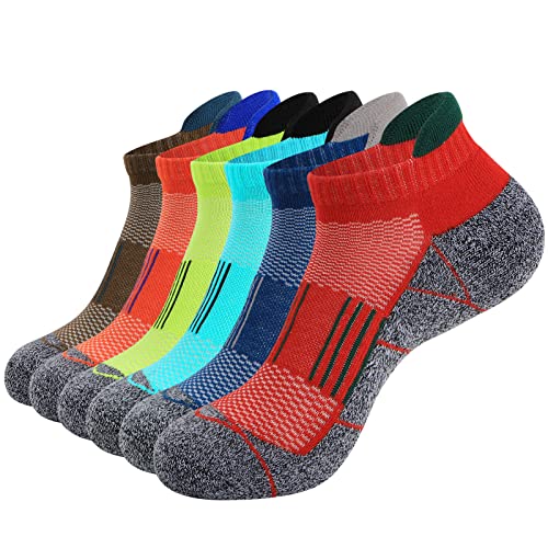 JOYNÉE Mens Athletic Ankle Sports Running Low Cut Tab Socks for Men 6 Pairs,Colorful1,Sock Size 10-13 - Image 1