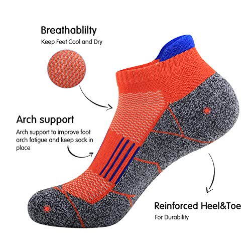 JOYNÉE Mens Athletic Ankle Sports Running Low Cut Tab Socks for Men 6 Pairs,Colorful1,Sock Size 10-13 - Image 3