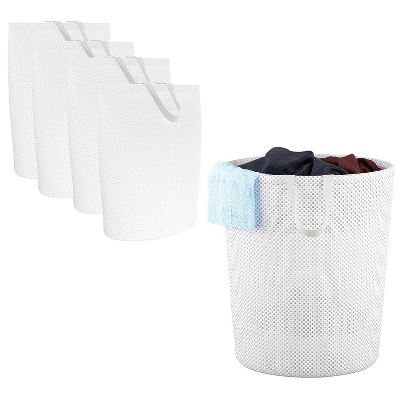 Kuber Industries Kuber Industries Pack of 5 Polyester Mesh Foldable Laundry Bag for Clothes with Handle Dirty Dress Basket for Cloth Storage WasteUsed Clothes Bin for Iron Kids Toys Hamper YZ51 White - Image 1