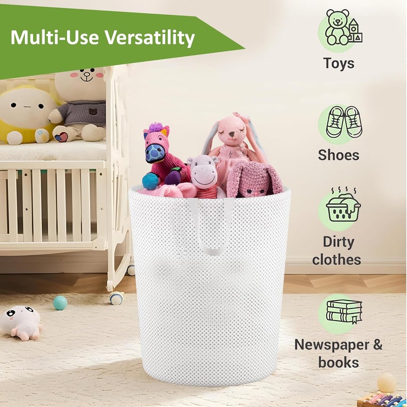 Kuber Industries Kuber Industries Pack of 5 Polyester Mesh Foldable Laundry Bag for Clothes with Handle Dirty Dress Basket for Cloth Storage WasteUsed Clothes Bin for Iron Kids Toys Hamper YZ51 White - Image 5