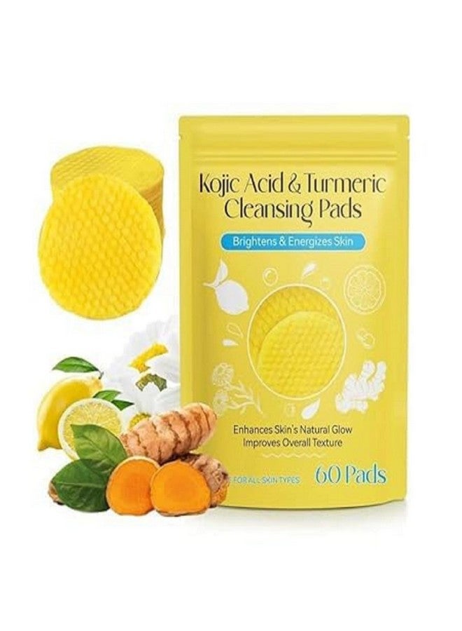 KANAKADHARA Kojic Acid and Turmeric Cleansing Pads with Vitamin B5, Vitamin C, Turmeric Pad Infused Foaming Exfoliating, Turmeric Lemon Chamomile Pads for Face -60PCS (Pack of 1) - Image 1
