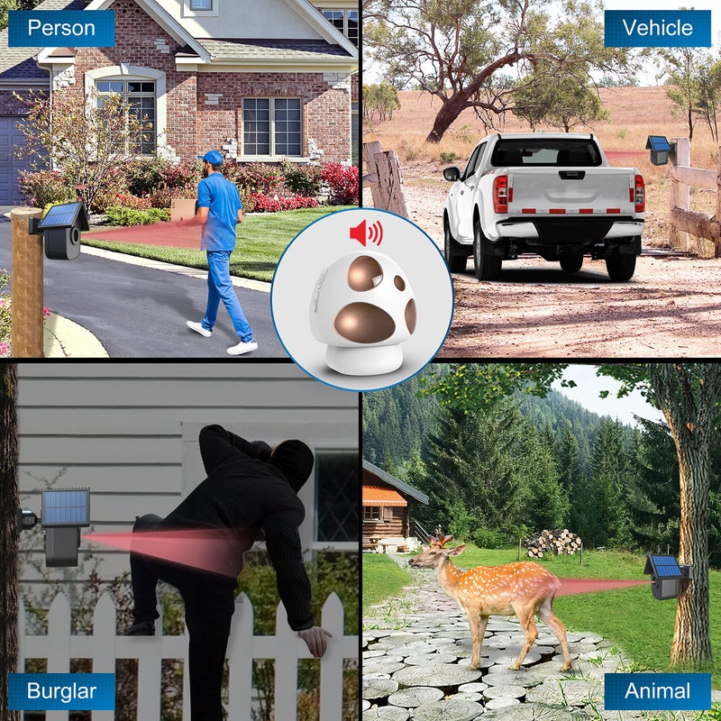 HTZSAFE Driveway Alarm- Driveway Alarms Wireless Outside Weatherproof Solar Motion Sensor&Detector- 1/2 Mile Long Range Driveway Alarm System- 1 Receiver + 2 Sensors - Image 2
