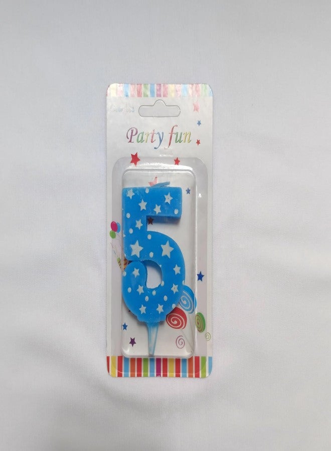 PEPUP Number Candle 5 for Birthday Cake Decoration/Fifth Anniversary Party Celebration Star Blue Colour (Large Size : Width 4.3 x Height 6.3 cm) - Image 3
