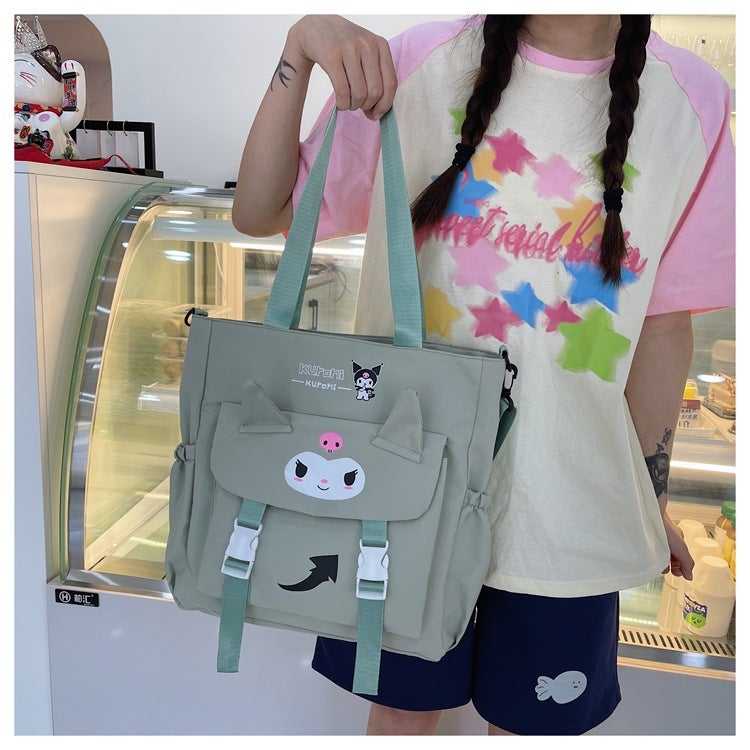Large Capacity Cartoon Girl'S Cute Backpack Simple Shoulder Bag Crossbody Bag Portable Walking Bag - Image 4