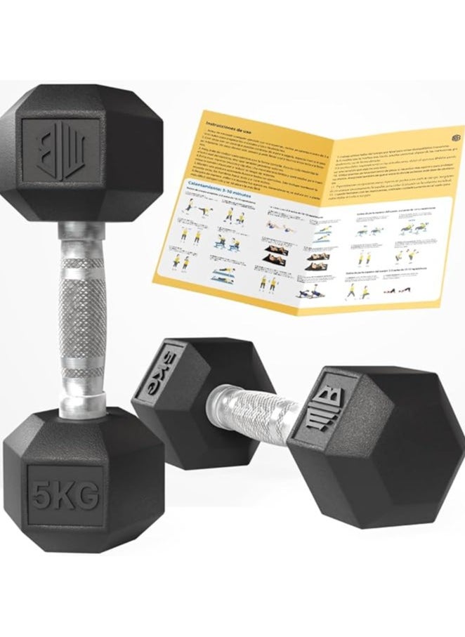 Generic - ManiBoom Professional Ergonomic and Non-Slip Rubber Hex Dumbbells with Chrome Bar – Dumbbells and Dumbbells Various Kilos 10 kg 15 kg 20 kg 25 kg 30 kg – Exercise Set - Image 1
