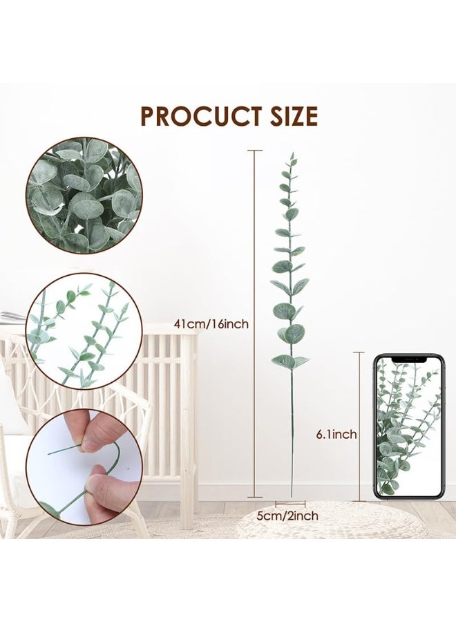 Mordely lovely Artificial Eucalyptus Green Leaves Green Tree Branches Decoration Home Decorations Wedding Flower Arrangement Greenery Artificial Fake Flowers Realistic Flower Home Garden Decorating - Image 3