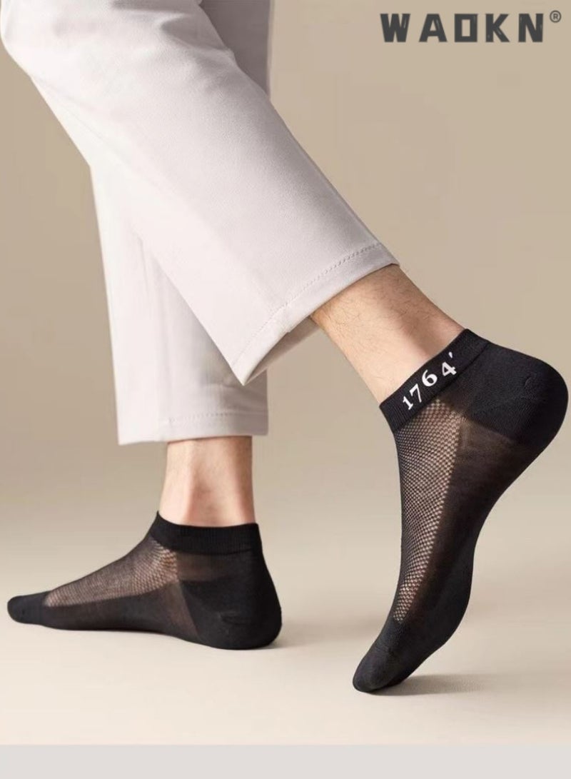 WAOKN No Show Socks for Men, 5 Pairs Men's Breathable Mesh Top Non-Slid Socks Cotton Stripe Low Cut Ankle Fresh Ventilation Athletic Running Sports,for Gym Office & Casual Wear Comfortable Soft Socks - Image 3