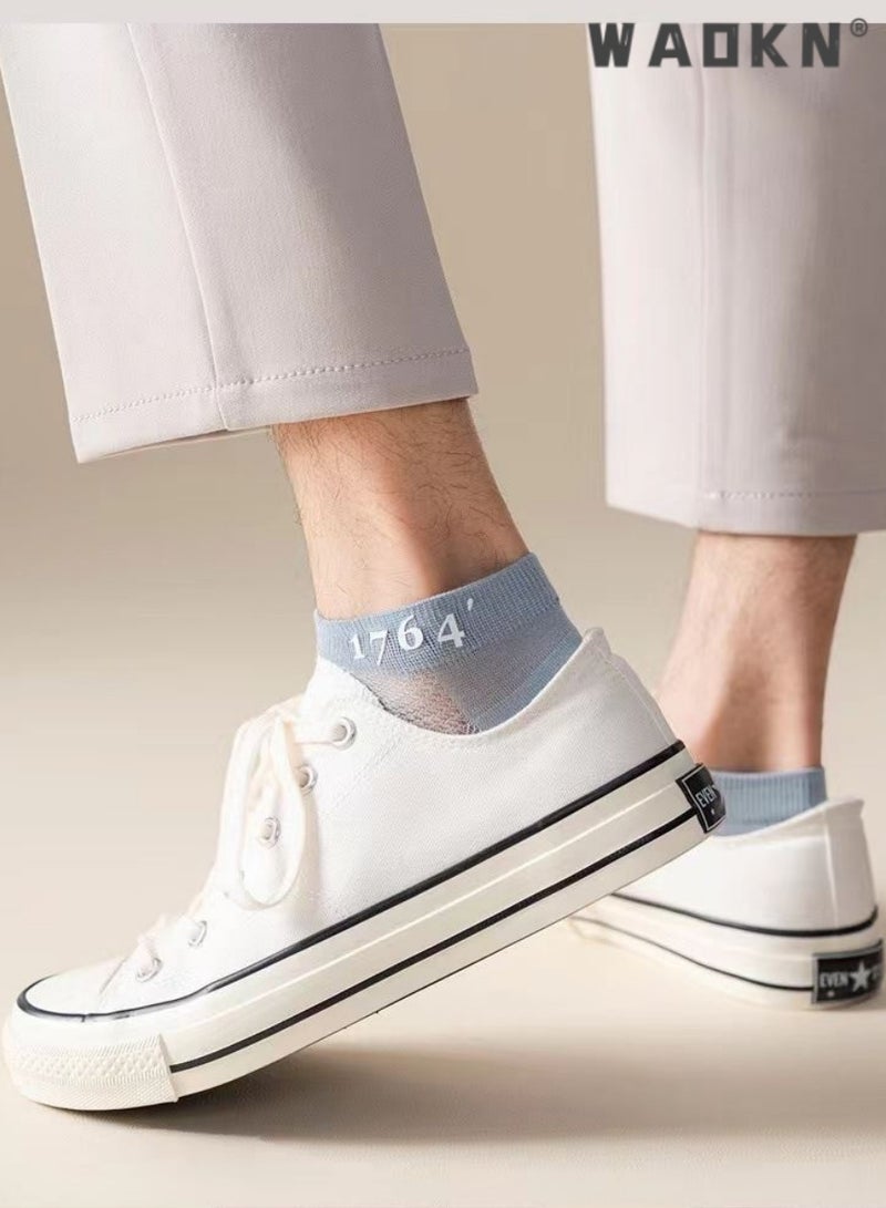 WAOKN No Show Socks for Men, 5 Pairs Men's Breathable Mesh Top Non-Slid Socks Cotton Stripe Low Cut Ankle Fresh Ventilation Athletic Running Sports,for Gym Office & Casual Wear Comfortable Soft Socks - Image 4