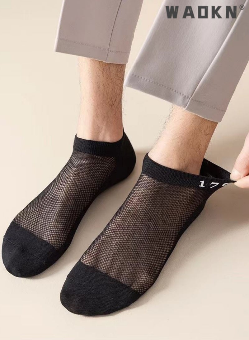 WAOKN No Show Socks for Men, 5 Pairs Men's Breathable Mesh Top Non-Slid Socks Cotton Stripe Low Cut Ankle Fresh Ventilation Athletic Running Sports,for Gym Office & Casual Wear Comfortable Soft Socks - Image 5