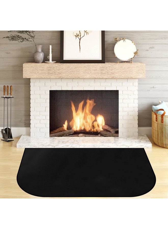 Protalwell Fireplace Mat, Hearth Rug Fireproof, Fireplace Floor Mat, Fireproof Rug for Fireplaces and Woodstoves,Fire Resistant Fireplace Rug, D Shaped, Size 36" x24" - Image 1