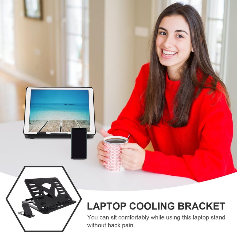 Foldable Rotating Laptop Stand Adjustable Ergonomic Bracket with Cooling Design Black - Image 4