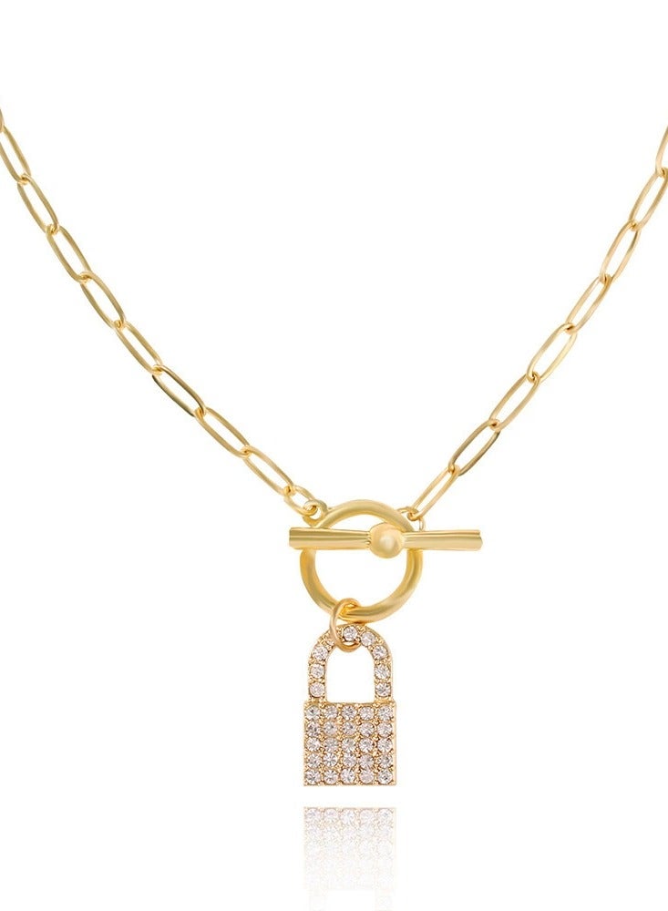 Goolsky Punk Style Lock Pendant Necklace for Women – Rhinestone Padlock Choker Chain, Sparkling Rhinestones Anti-Tarnish, Punk/Casual Outfits Parties Wear - Image 1