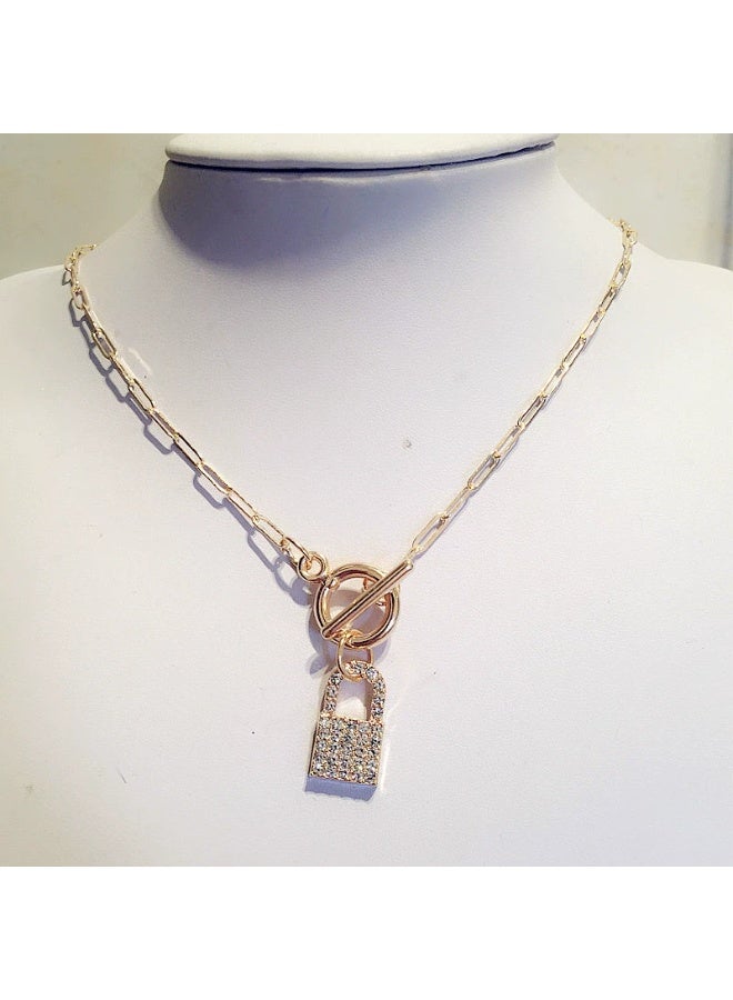 Goolsky Punk Style Lock Pendant Necklace for Women – Rhinestone Padlock Choker Chain, Sparkling Rhinestones Anti-Tarnish, Punk/Casual Outfits Parties Wear - Image 5