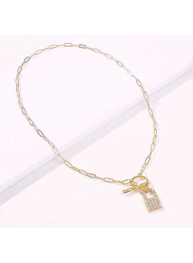 Goolsky Punk Style Lock Pendant Necklace for Women – Rhinestone Padlock Choker Chain, Sparkling Rhinestones Anti-Tarnish, Punk/Casual Outfits Parties Wear - Image 4