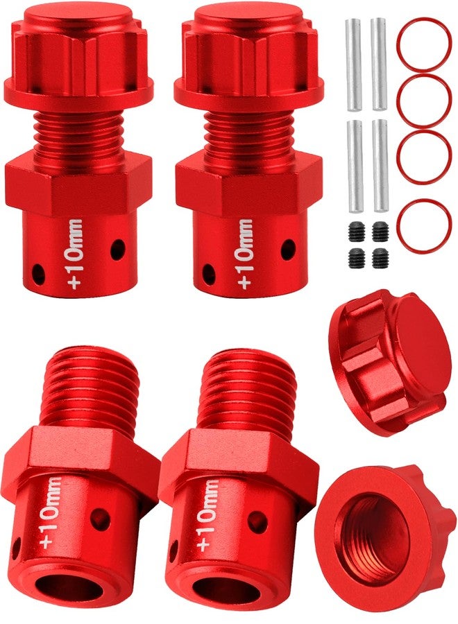 RCHuiWow 10MM Extended Wheel Hub Drive Upgrades Part for 1/8 Kraton/Outcast/Talion/Notorious 6S,1/7 Big Rock/Fireteam/Limitless 6S,Alloy 10MM Extended Wheel Hub Drive w/Anti-dust Cap Nuts,Red - Image 1