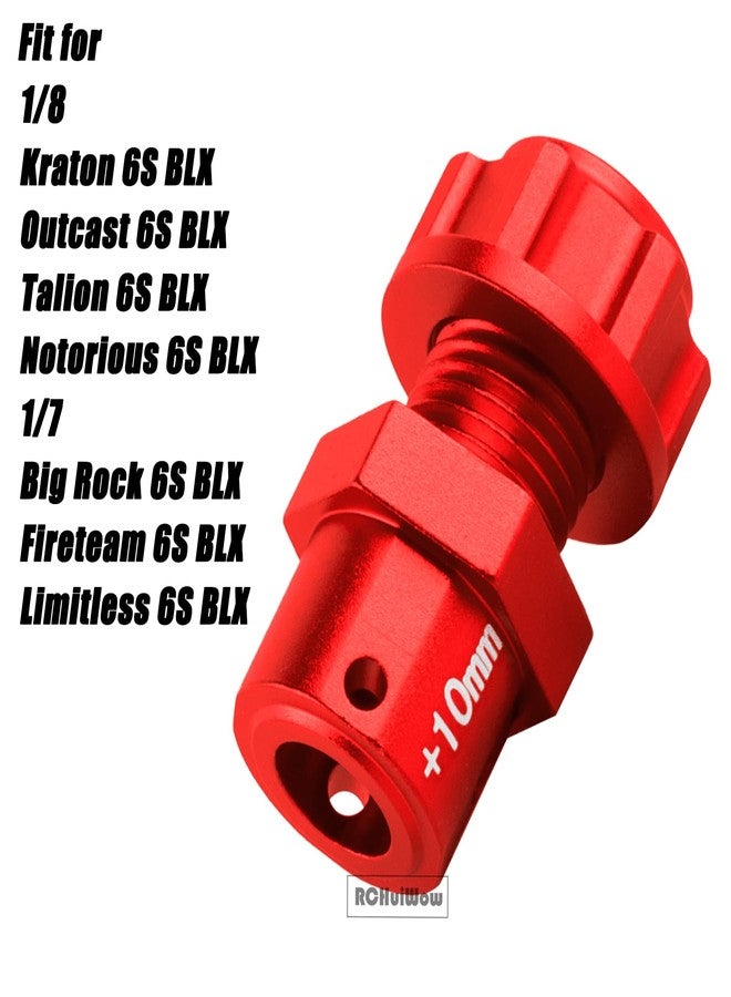 RCHuiWow 10MM Extended Wheel Hub Drive Upgrades Part for 1/8 Kraton/Outcast/Talion/Notorious 6S,1/7 Big Rock/Fireteam/Limitless 6S,Alloy 10MM Extended Wheel Hub Drive w/Anti-dust Cap Nuts,Red - Image 2