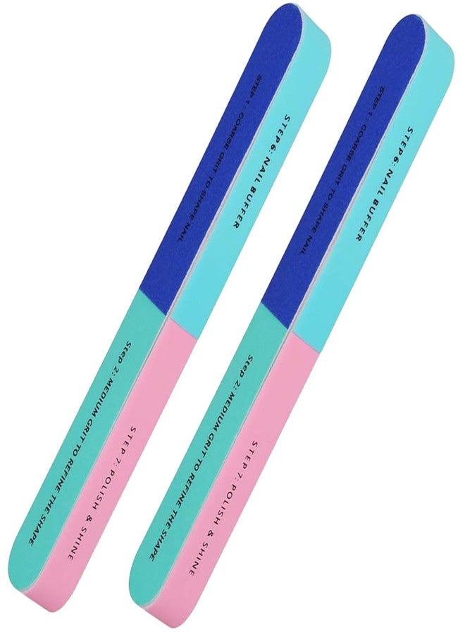 Midazzle Nail File and Buffer for Pedicure and Manicure - 7 Ways Filer for Nail Repair, Nail Care Tool, Washable Emery Boards, All-in-One Shaping & Buffing, Easy to Use for Women and Men - (Pack of 2) - Image 1