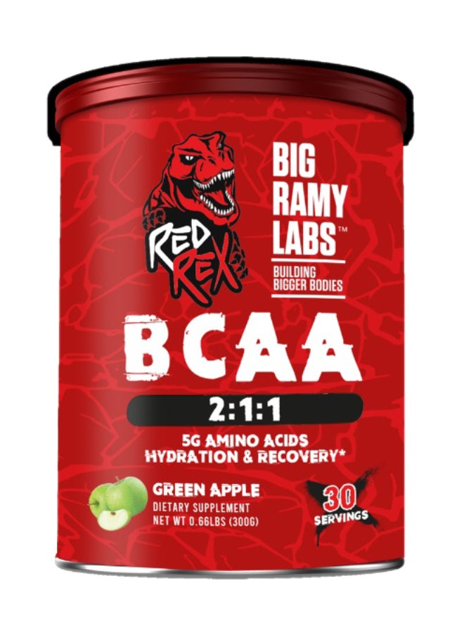 BCAA Branched Chain Amino Acids Powder - Green Apple Flavor - 300g - for Performance & Recovery