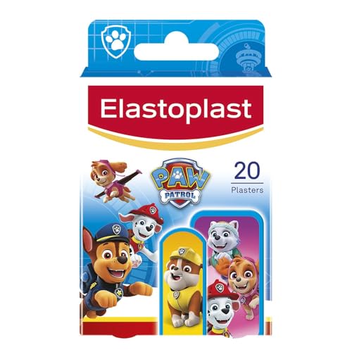Elastoplast Paw Patrol Plasters Assorted Sizes 20 Pieces Coloured First Aid for Children With Various Designs SkinFriendly