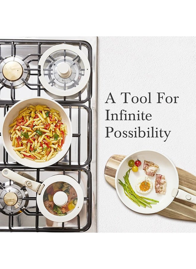 Arabest - 5 Piece Non-stick Cookware Set,Non-stick Pan and Pan Set,Detachable Handle,Cooking Set,Granite,For All Stoves,Dishwasher/Oven Safe - Image 1