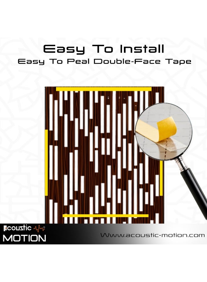 أكويستك موشان لوحات جدارية خشبية من خشب MDF من ACOUSTIC MOTION®، بتصميمSTRIPS مع شريط لاصق مزدوج الوجه، لون بني عصري، مناسبة للمنزل، غرفة المعيشة، غرفة النوم، المكتب والفندق، 25×50×0.5 سم، طقم من 4 قطع - Image 4
