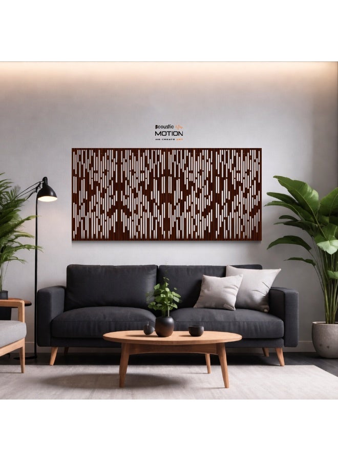 أكويستك موشان لوحات جدارية خشبية من خشب MDF من ACOUSTIC MOTION®، بتصميمSTRIPS مع شريط لاصق مزدوج الوجه، لون بني عصري، مناسبة للمنزل، غرفة المعيشة، غرفة النوم، المكتب والفندق، 25×50×0.5 سم، طقم من 4 قطع - Image 1