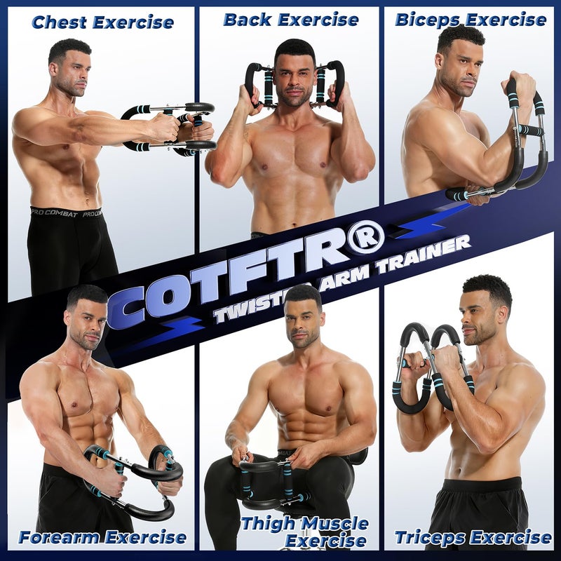 Cotftr Twister Arm Trainer, Adjustable Chest Workout Equipment for Men & Women, Home Gym Strength Trainer, Muscle Builder & Strength Training for Arms, Chest (Blue, 20-60lb) - Image 3