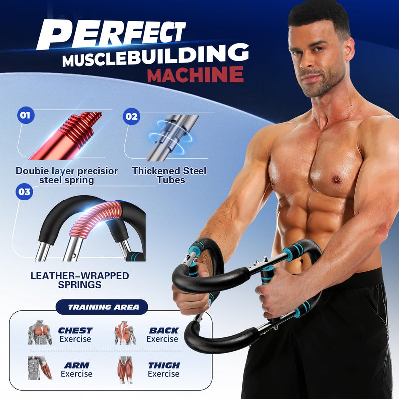 Cotftr Twister Arm Trainer, Adjustable Chest Workout Equipment for Men & Women, Home Gym Strength Trainer, Muscle Builder & Strength Training for Arms, Chest (Blue, 20-60lb) - Image 5