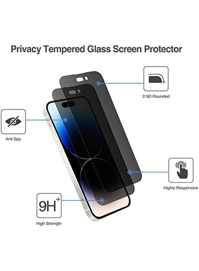 Procases 2 Pack Privacy Screen Protector For Iphone 14 Pro 2022 9H Anti Spy Dark Tempered Glass Screen Film Guard For Iphone 14 Pro 6.1 Inch 2022 Case Friendly Bubble Free - Image 4