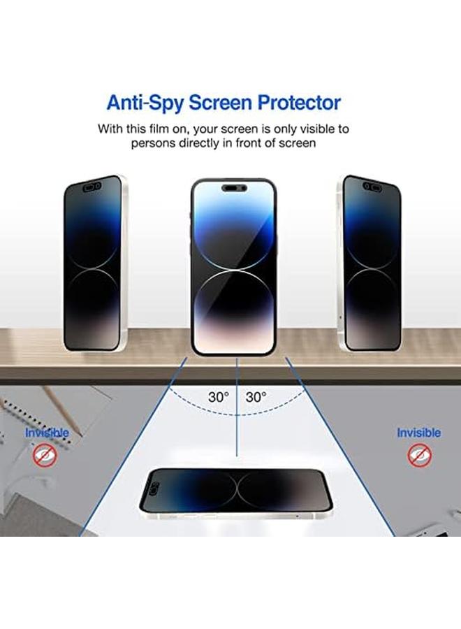 Procases 2 Pack Privacy Screen Protector For Iphone 14 Pro 2022 9H Anti Spy Dark Tempered Glass Screen Film Guard For Iphone 14 Pro 6.1 Inch 2022 Case Friendly Bubble Free - Image 5